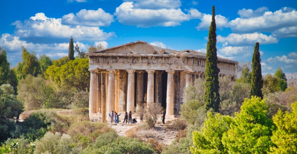 古代アゴラのヘファイストス神殿（イメージ）