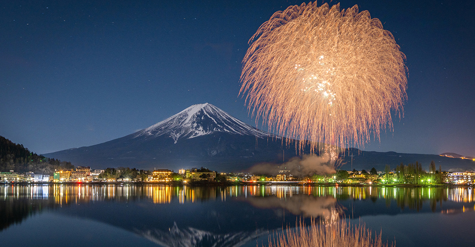 河口湖 冬花火(イメージ)