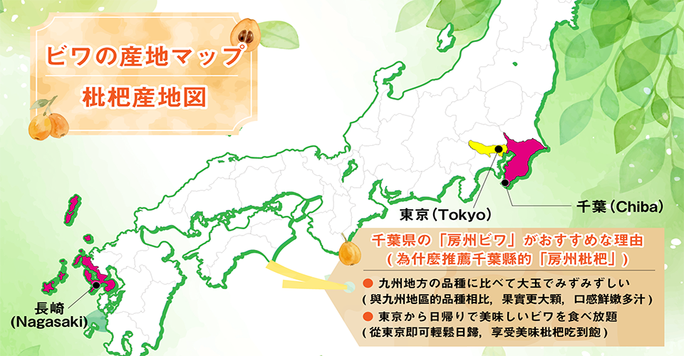 ビワの産地マップ（イメージ）