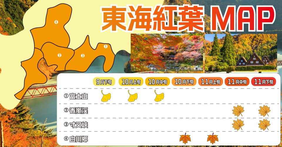 日本全國紅葉最佳賞楓期預測地圖