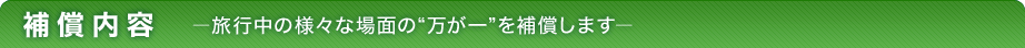 補償内容 ―旅行中の様々な場面の“万が一”を補償します―