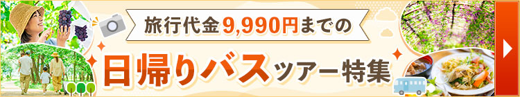 旅行代金9,990円までの日帰りバスツアー特集