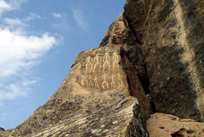 アゼルバイジャン 世界遺産ゴブスタン遺跡の壁絵(イメージ)
