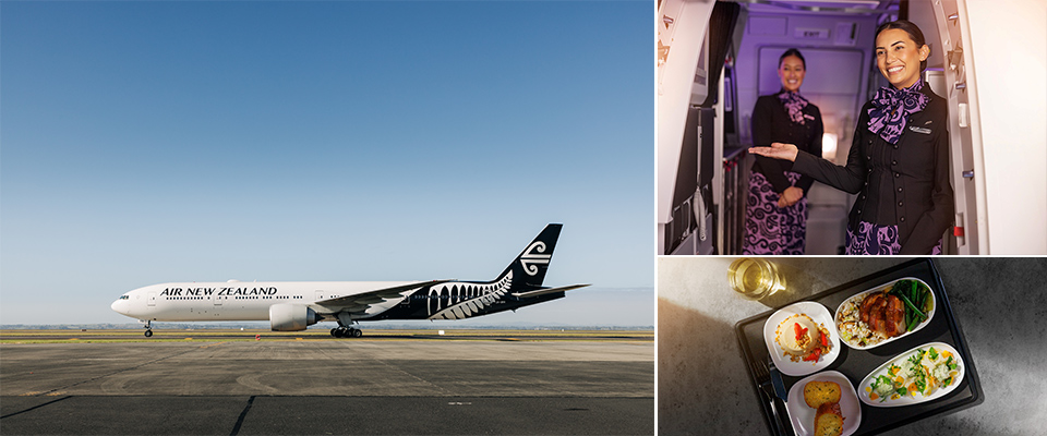 ニュージーランド航空とプレミアムエコノミーの食事（イメージ）