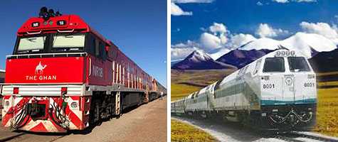 左：＜オーストラリア＞ザ・ガン号、右：＜中国＞青蔵鉄道（イメージ）