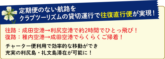 定期便のない成田→利尻を約2時間でひとっ飛び！