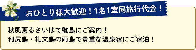 おひとり様大歓迎！1名1室同旅行代金！