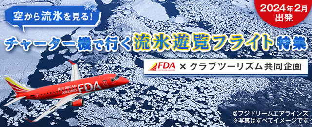 【関西発】チャーター機で行く流氷遊覧フライト｜流氷ツアー・旅行2023