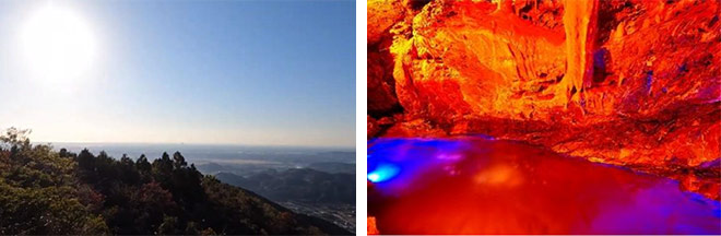 左：竜ヶ岩山の山頂からの眺め(イメージ) 右：竜ヶ岩洞(イメージ)