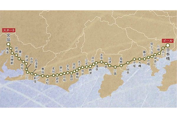 東海道 東下りのマップ（イメージ）