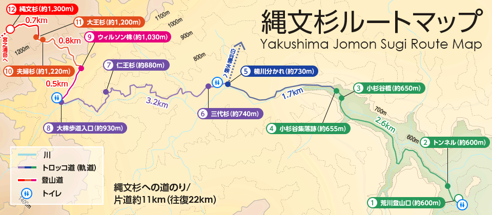 縄文杉ルートマップ （Yakushima Jomon Sugi Route Map）