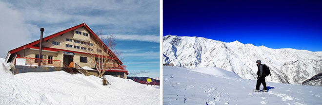 左：八方池山荘（イメージ）／右：白馬三山の大展望を望む八方尾根（イメージ）