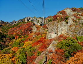 長い年月の地殻変動・浸食によって造られた大自然の芸術。特に山全体が赤や黄に染まる紅葉シーズンは必見
